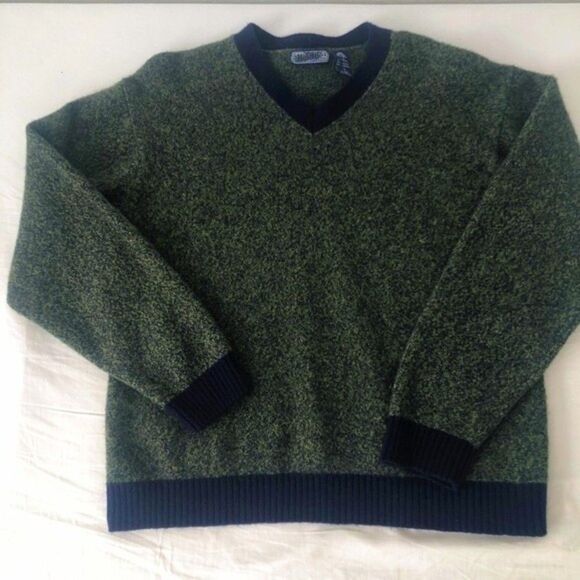 100% Lambs Wool Structure Sweater V-Neck Long Sleeve Pullover Men's Size L - Picture 3 of 6